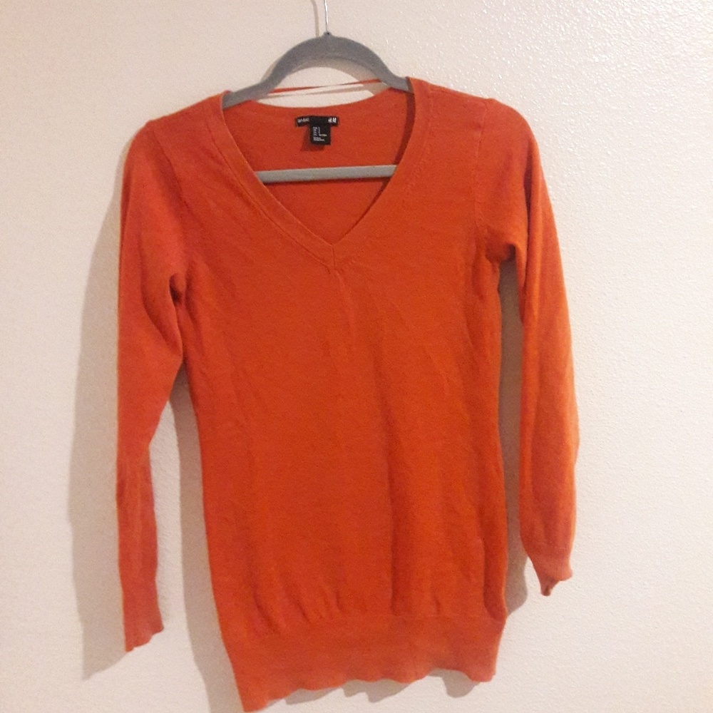 Orange V-neck Sweater